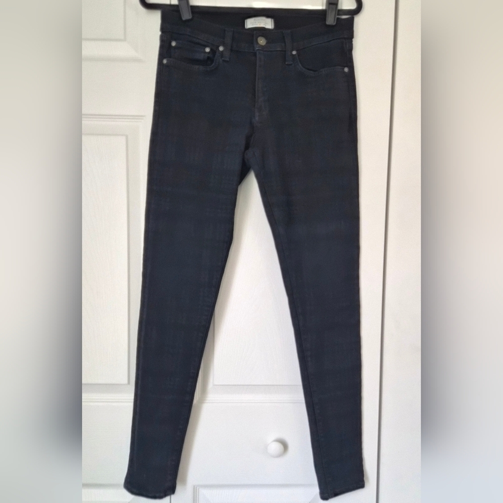 Anthropologie Principle Dreamer Plaid Skinny Jeans Size 31 Dark Wash Made USA